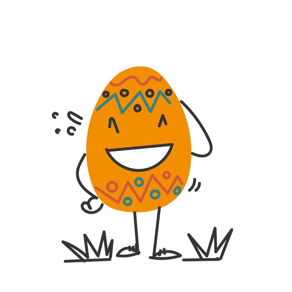 an illustration of an orange egg with a smile vector