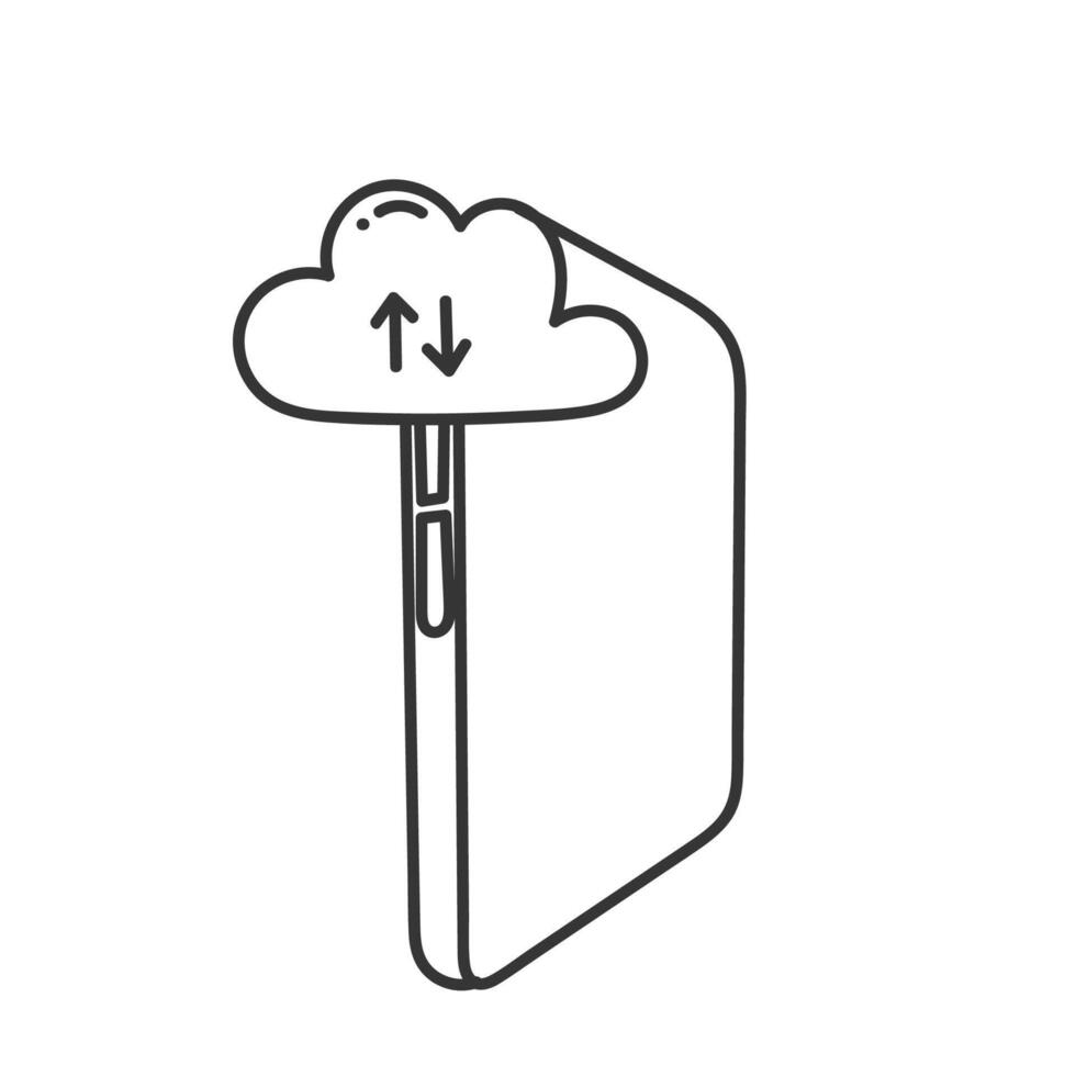 cloud storage device icon transfer on phone illustration vector