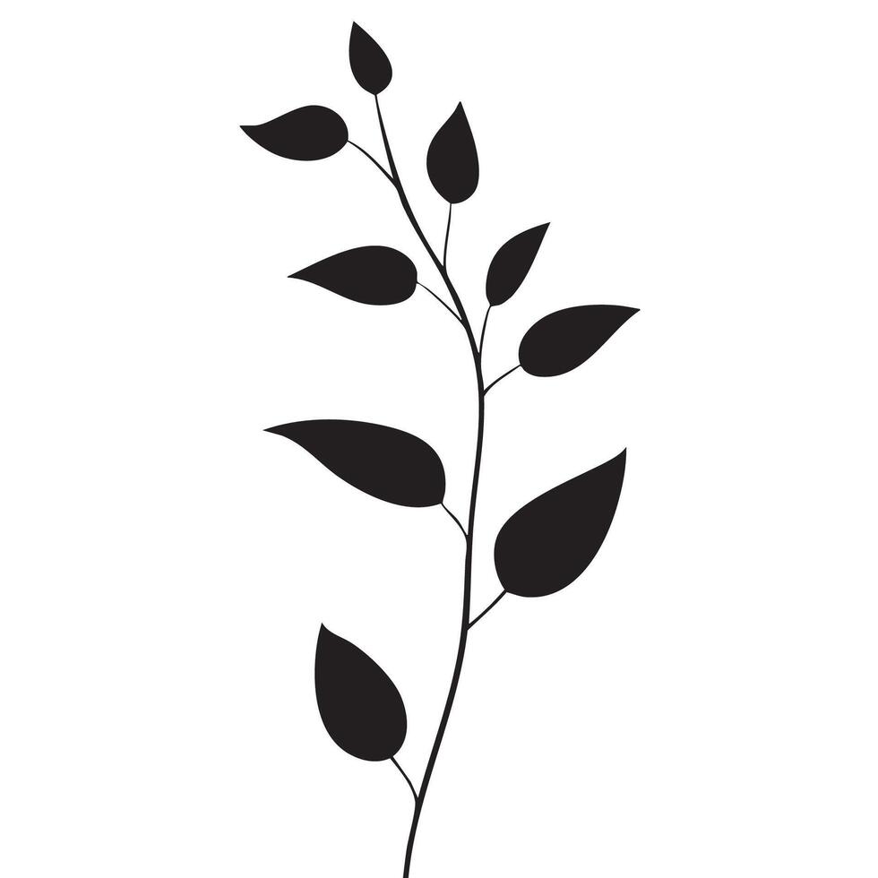 leaf Small plant silhouette pattern wallpaper. Black and white. minimal artwork. vector