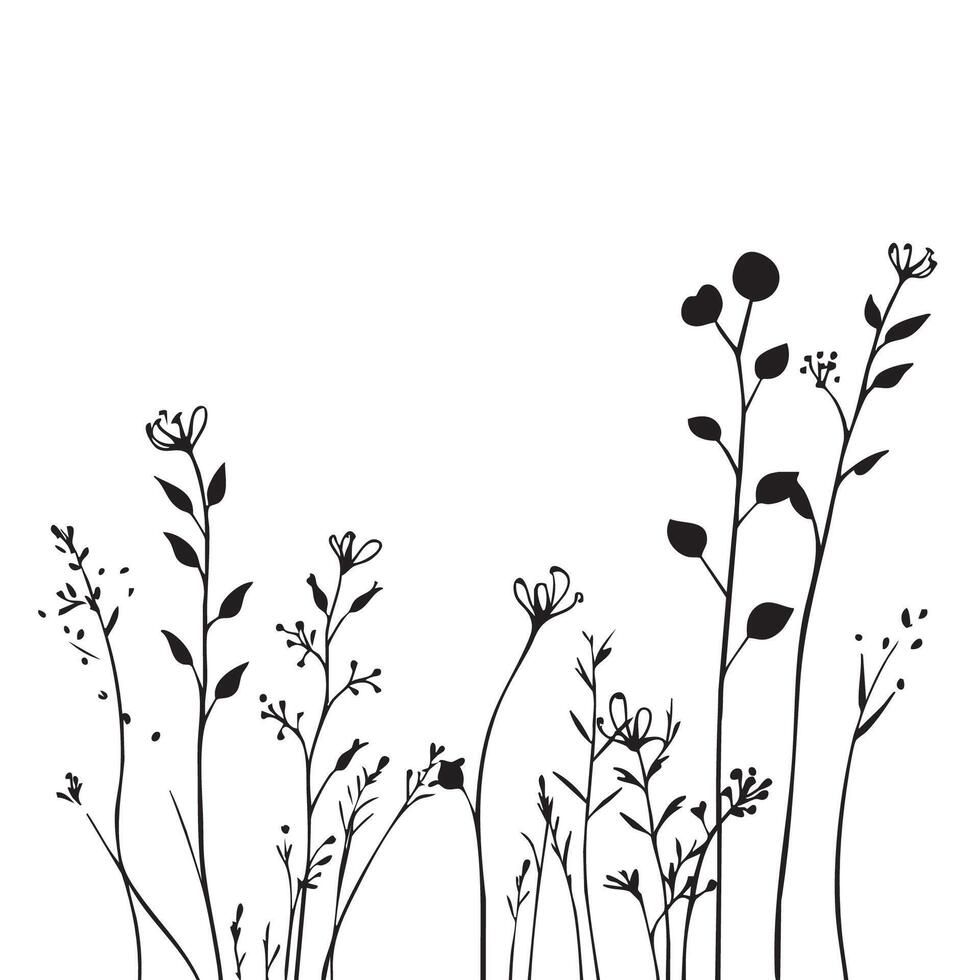 Small plant silhouette pattern wallpaper. vector