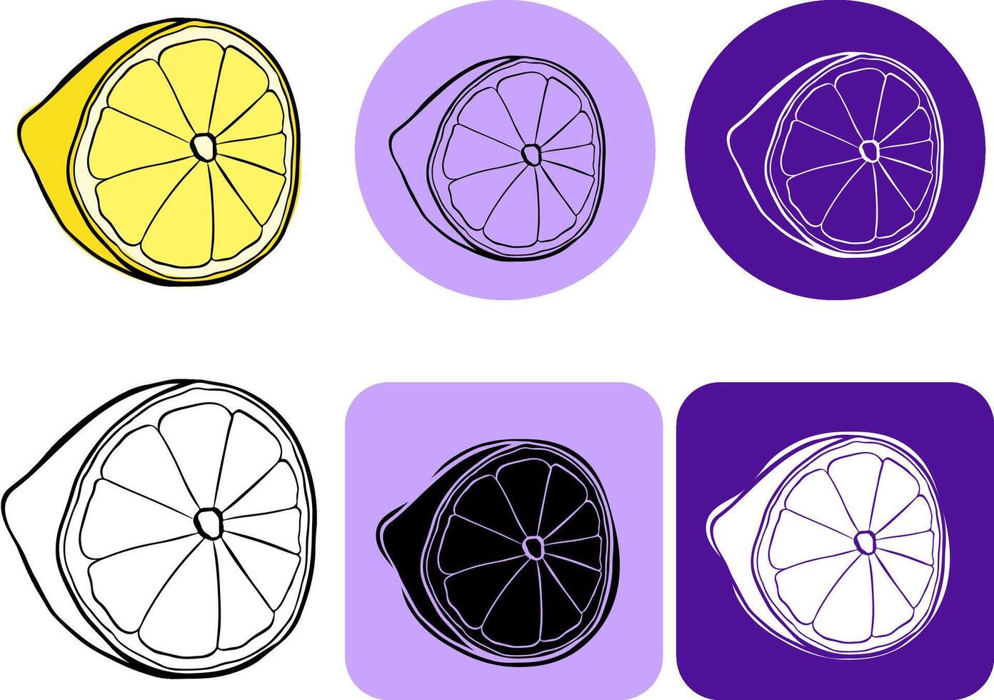 lemon half fruit isolated logo. illustrations yellow lemonade graphic line ink. For logo, web, package, sticker. vector