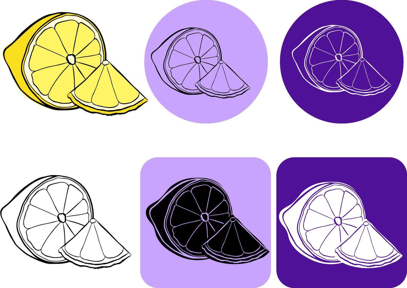 Lemon cut and slice fruit wedge quarter logo icon silhouette design. Graphic line ink element. Sign symbol for healthy diet, nutrition, vitamins etc. Lemon lime grapefruit. vector
