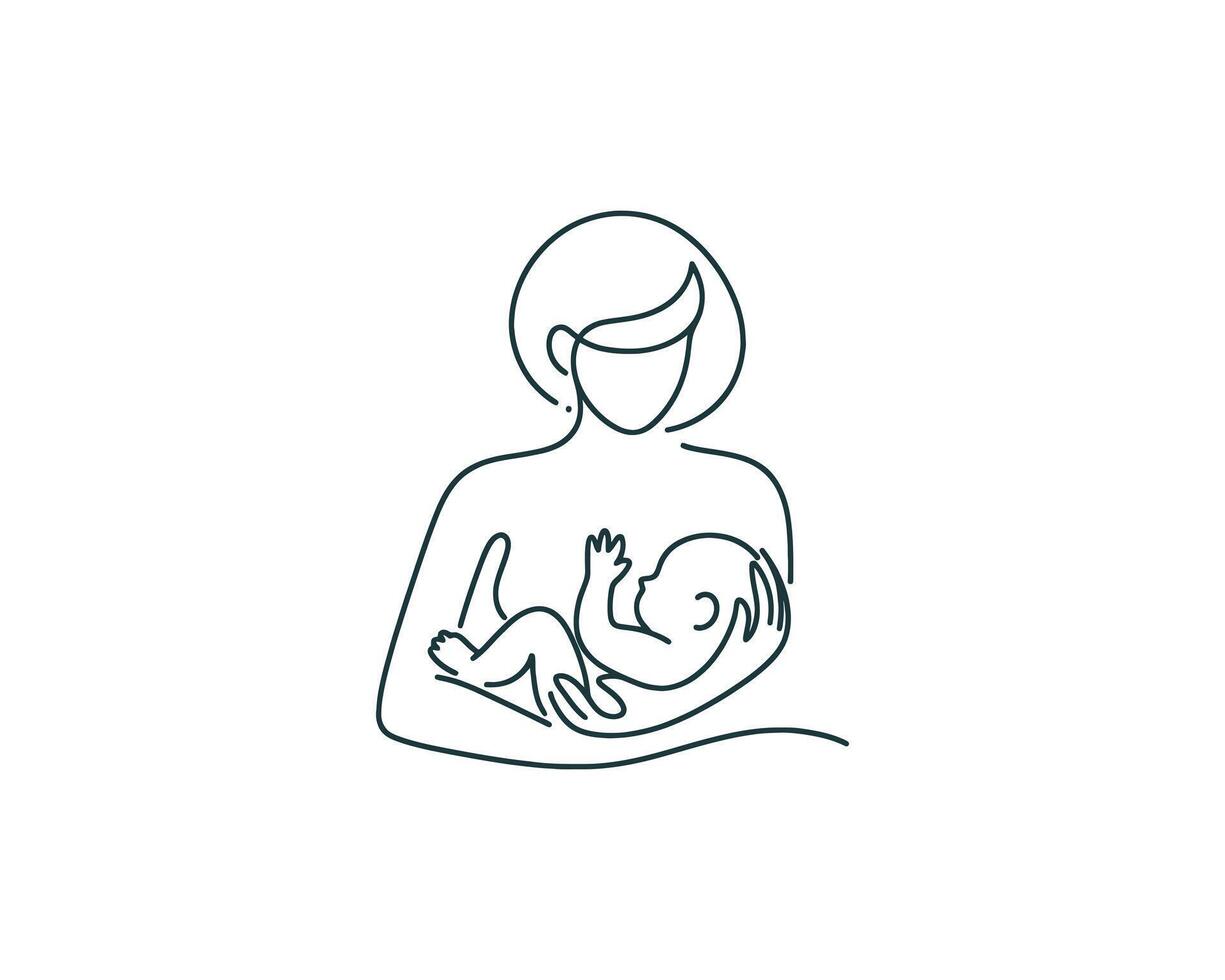 Breastfeeding mother line icon, illustration, outline sign, illustration vector
