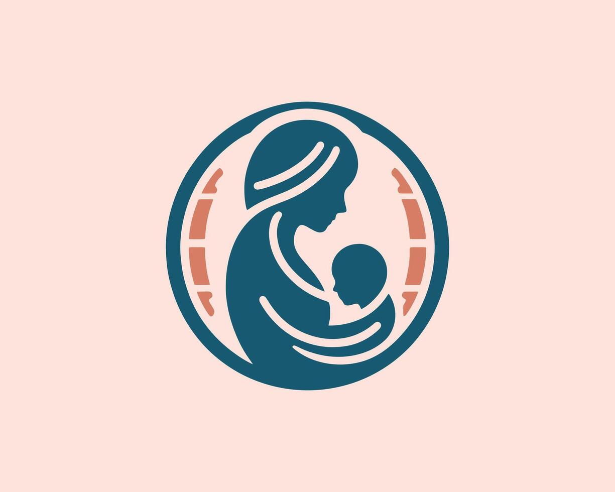 Mother and child logo design vector