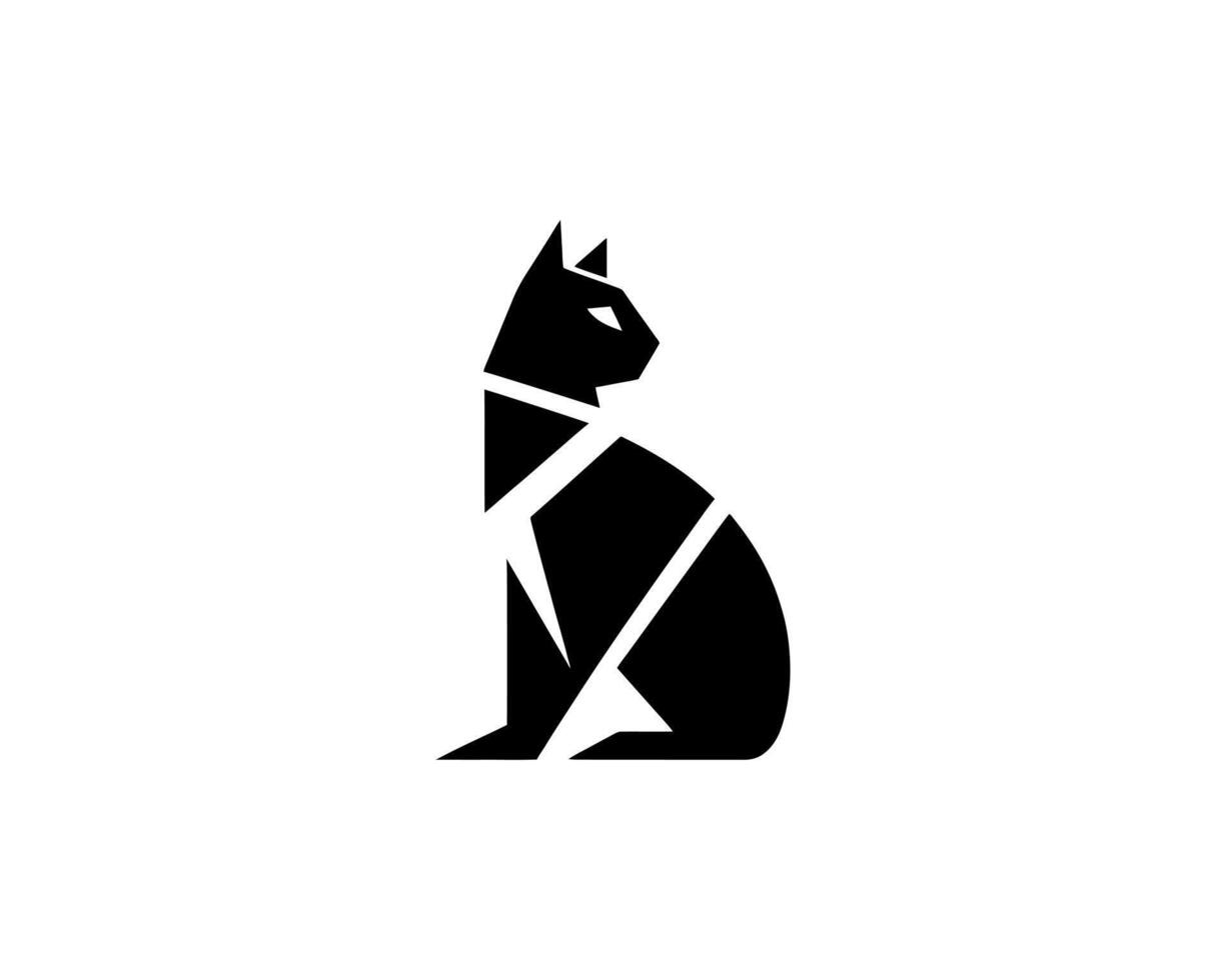 A black and white cat logo on a white background vector
