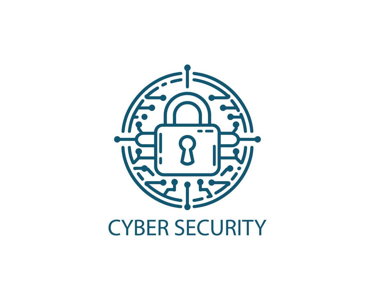 Cyber security logo with lock and key vector