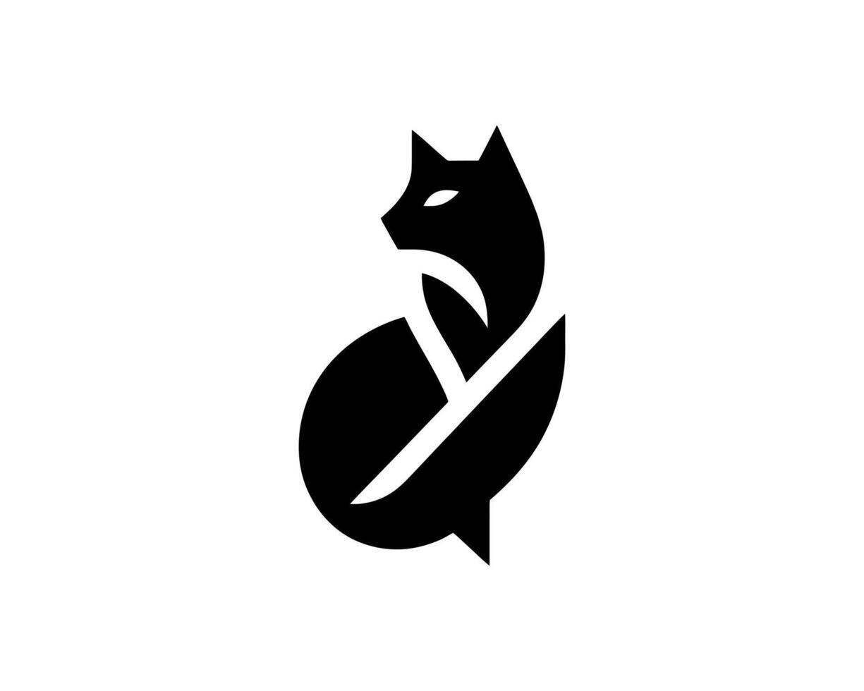 A black and white logo of a cat vector