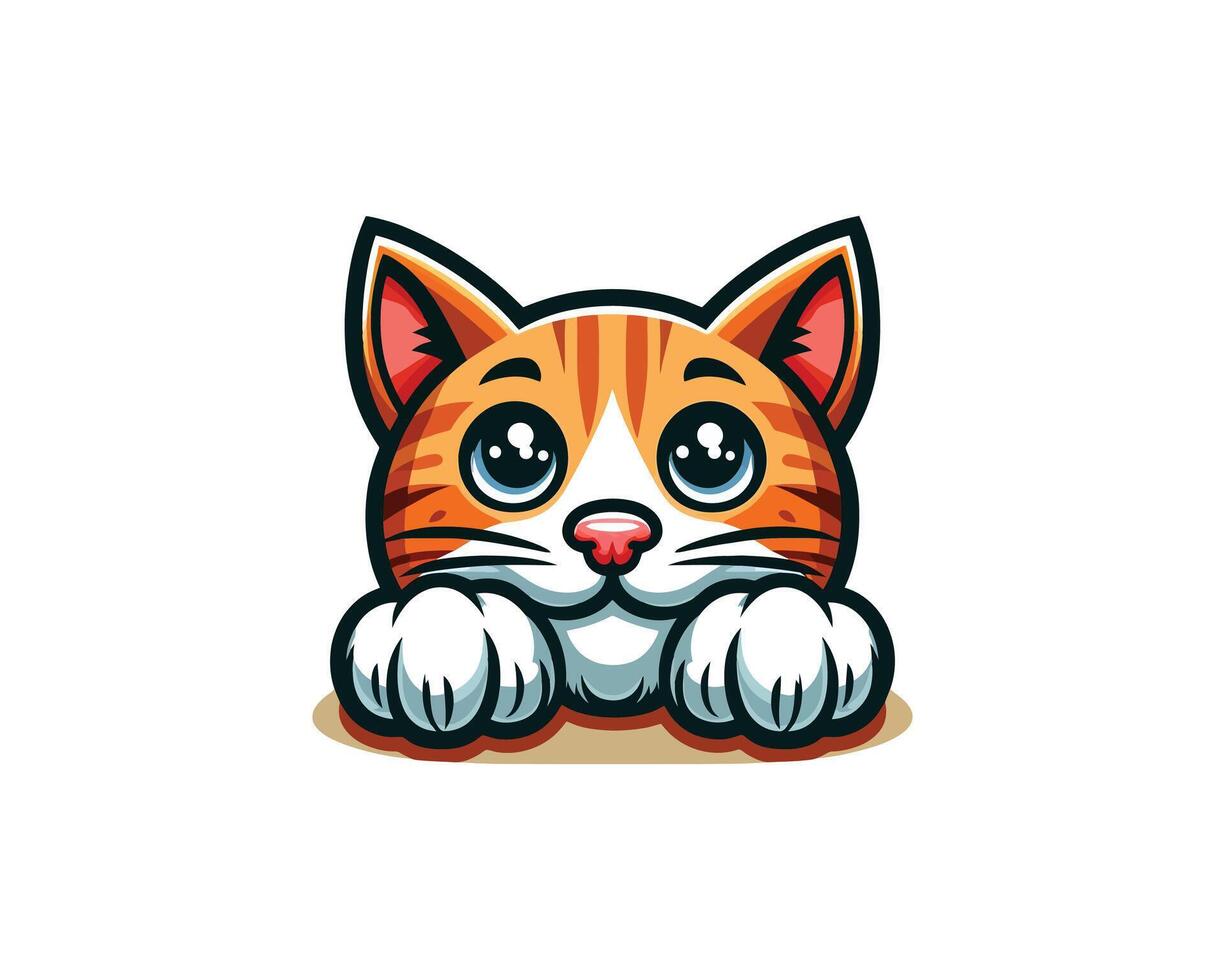 A cartoon cat with big eyes vector