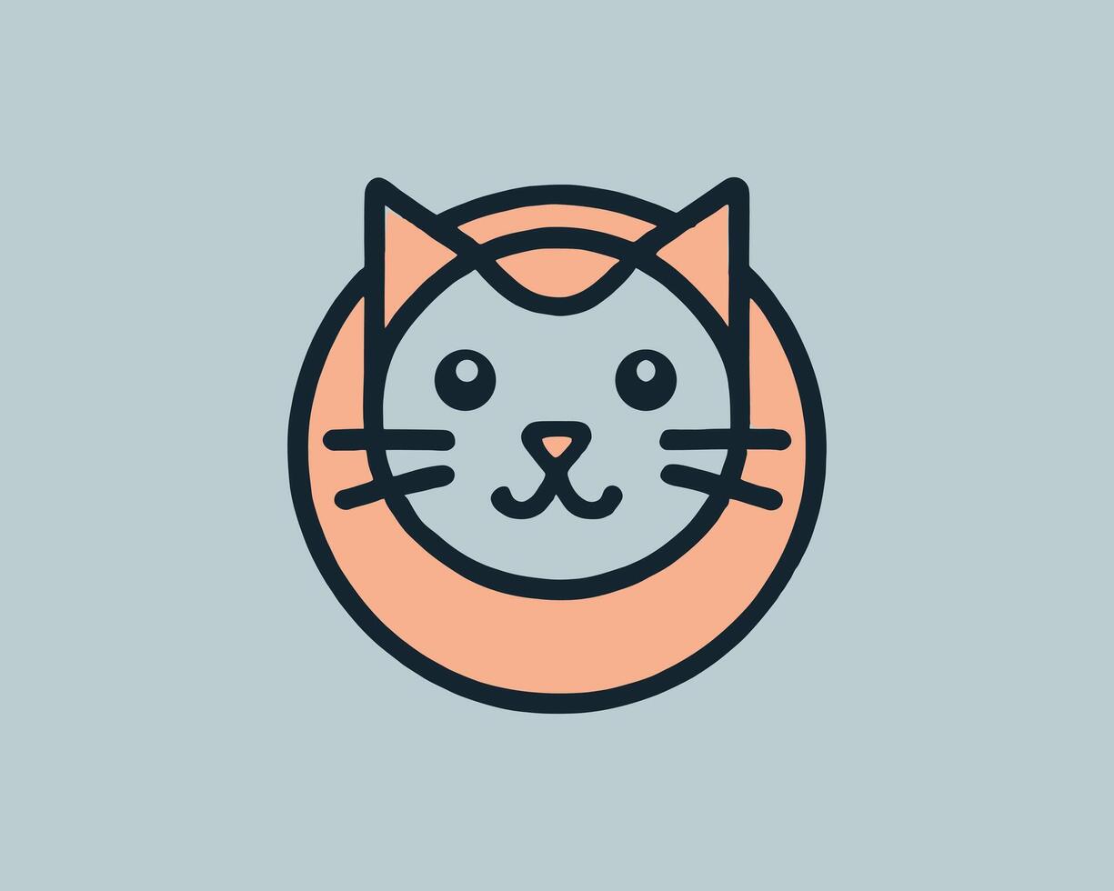 A cat's head in a circle with a blue background vector