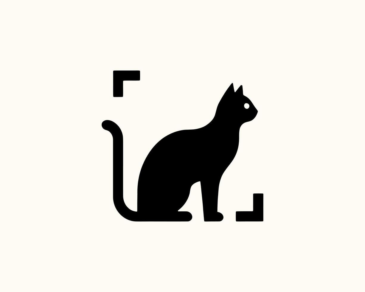 A black cat is sitting in a square frame vector