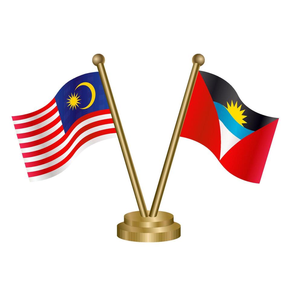 Malaysia and Antigua and Barbuda table flags. vector