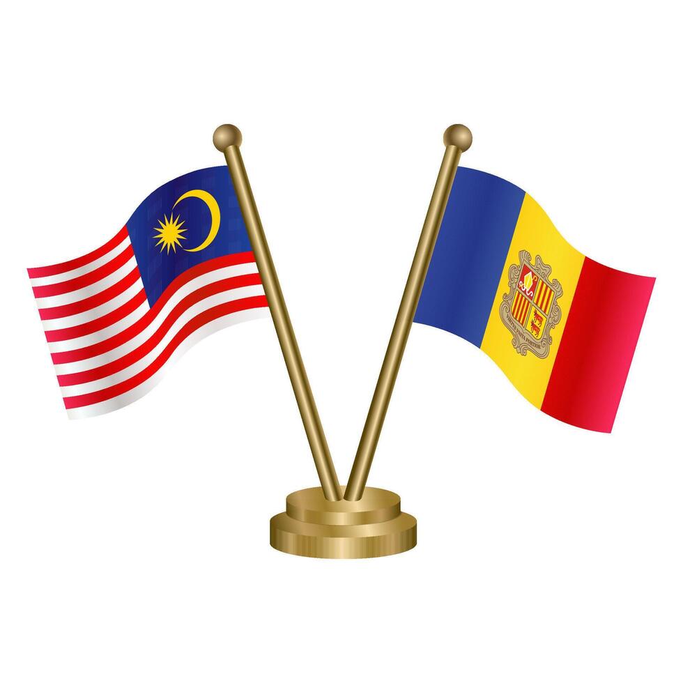 Malaysia and Andorra table flags. vector