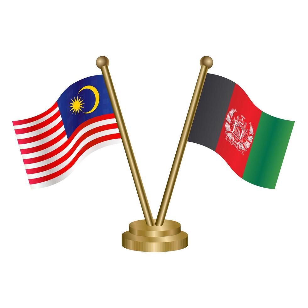 Malaysia and Afghanistan table flags. vector