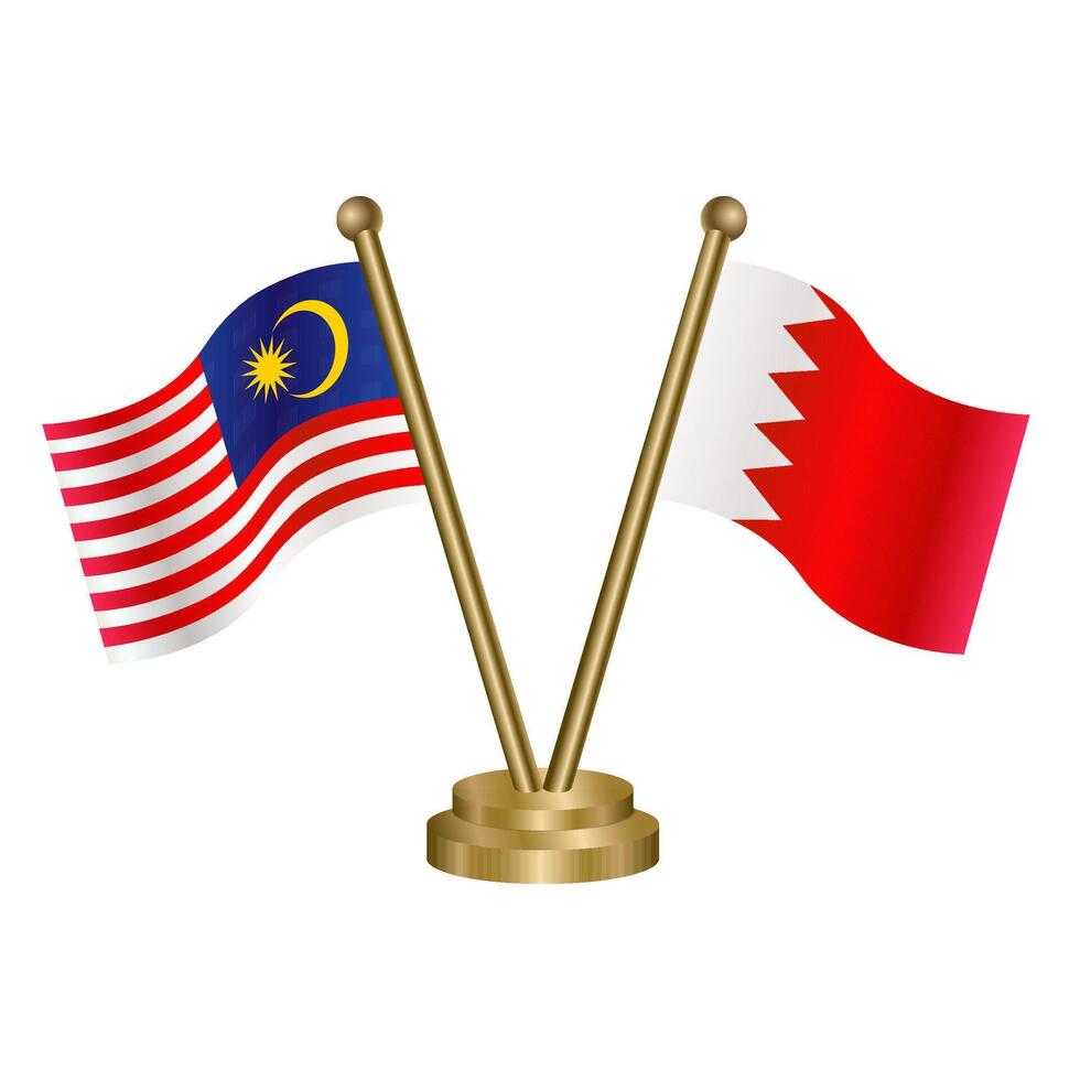 Malaysia and Bahrain table flags. vector