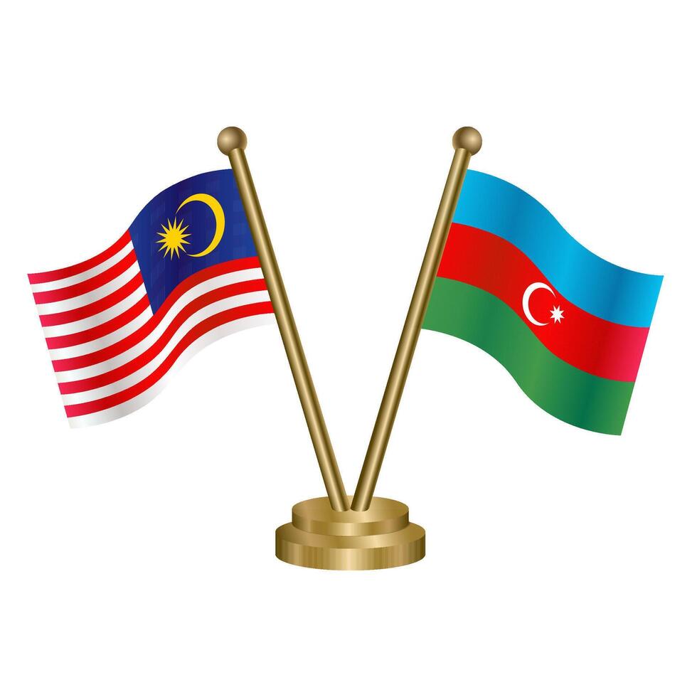 Malaysia and Azerbaijan table flags. vector