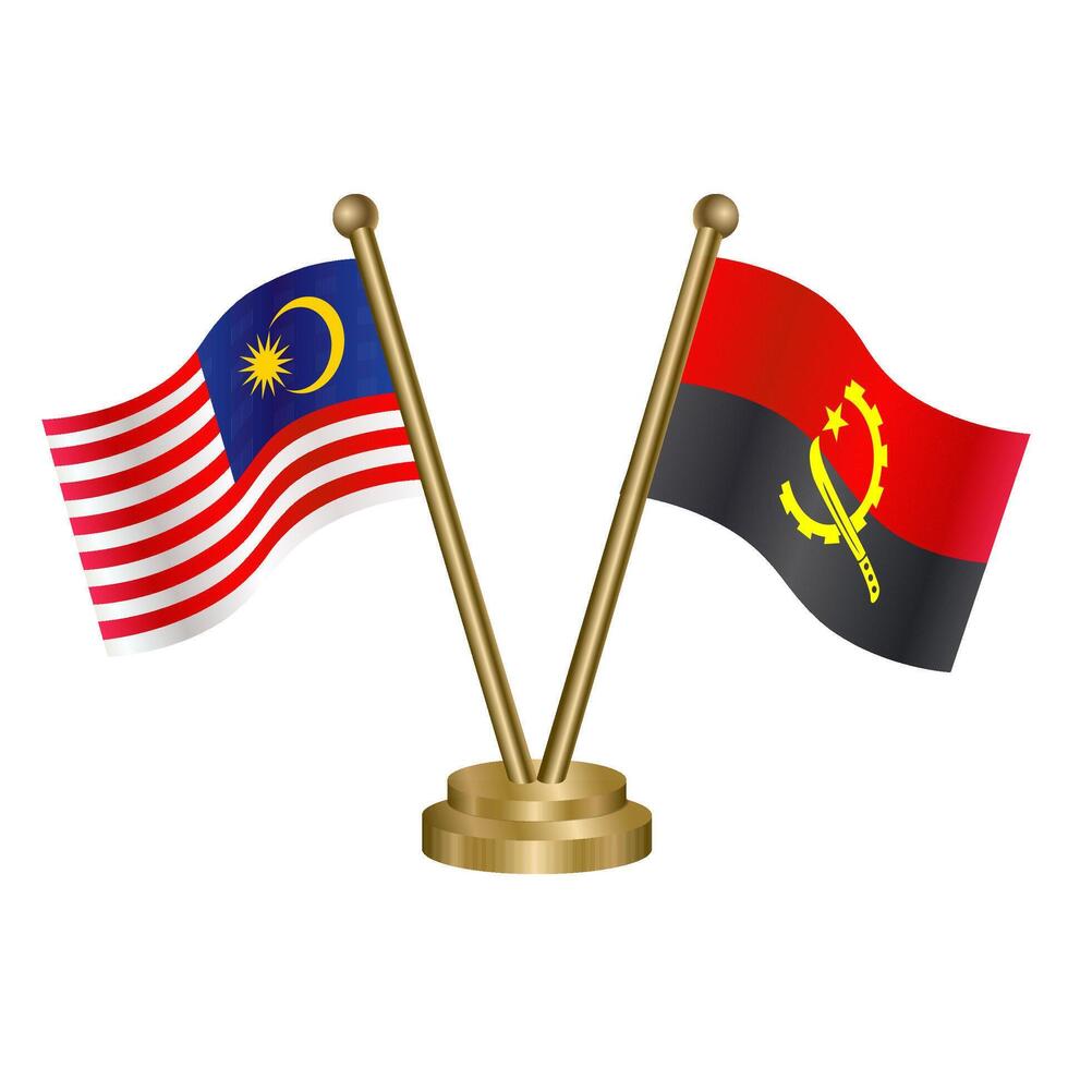 Malaysia and Angola table flags. vector