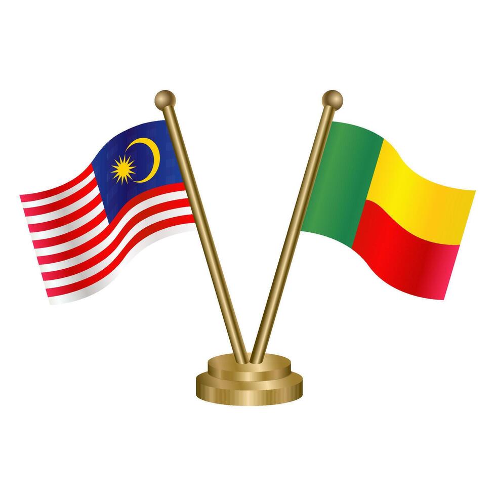 Malaysia and Benin table flag. vector