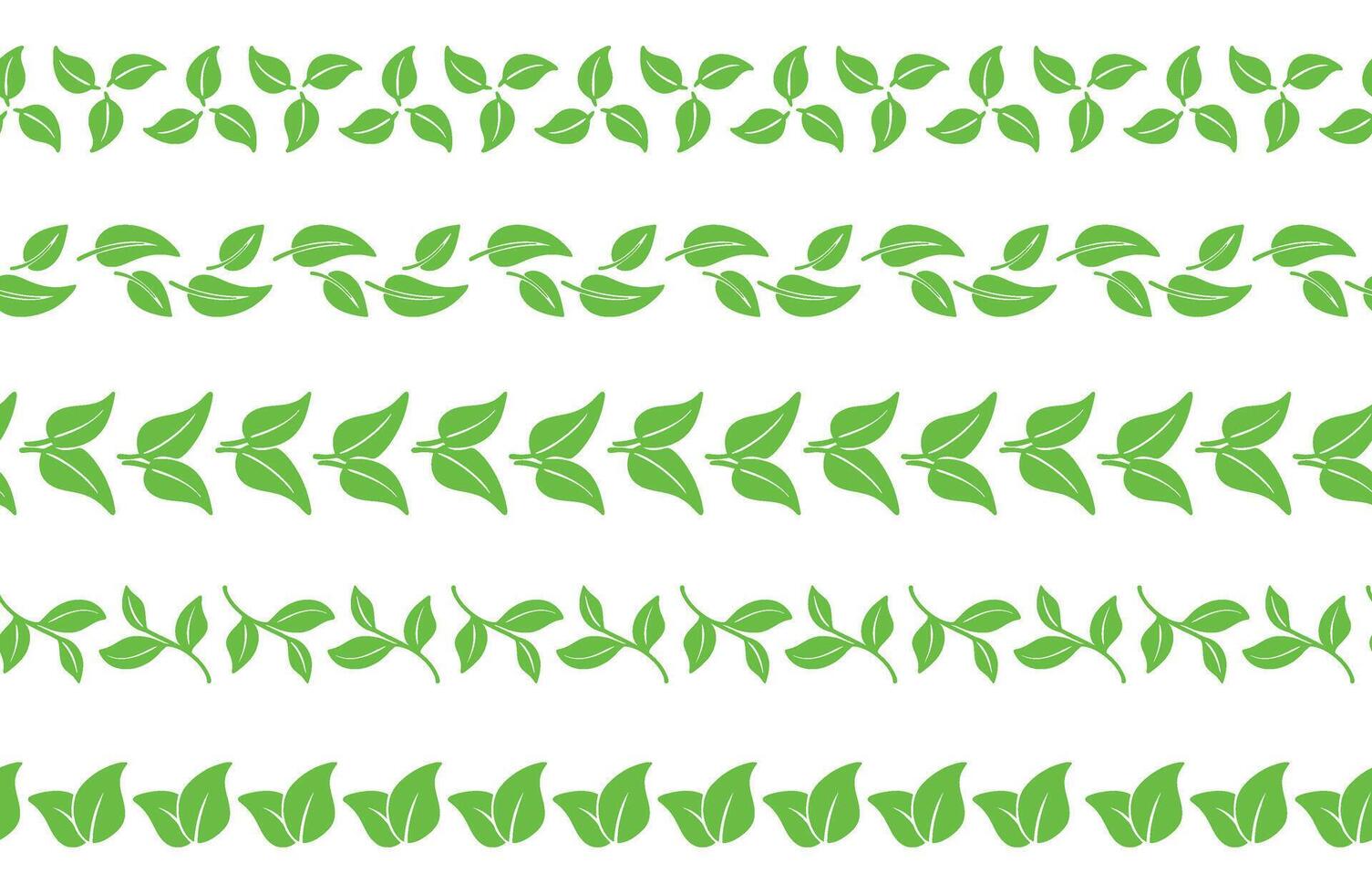 Spring leafy seamless borders set vector