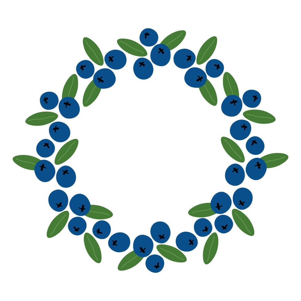 Frame with Blueberry on isolated background for text. Border design with berries bush for label, template, sign, print, paper, logo, wrapping, card. Food, medical plant, harvest vector