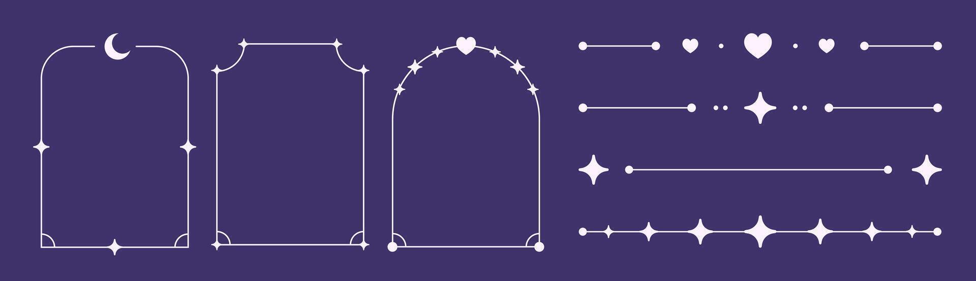 Line abstract dividers, shapes and lines, frames, decorative graphic elements. sticker set, print, tattoo collection. vector