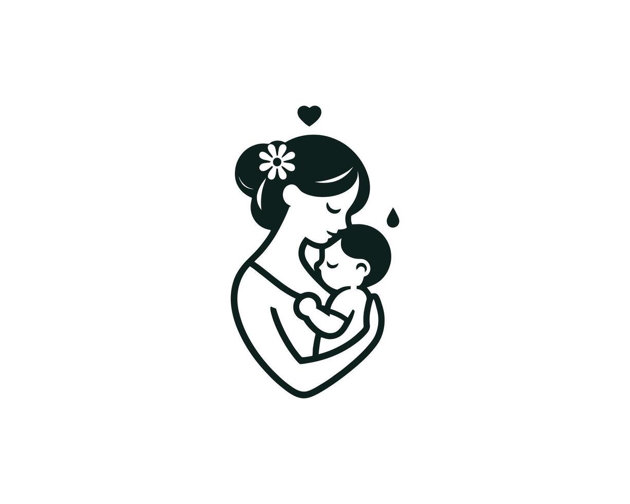 Mother and child icon illustration vector