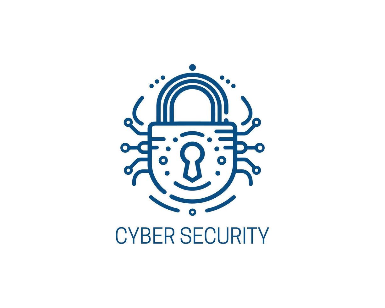 Cyber security logo with lock and key vector