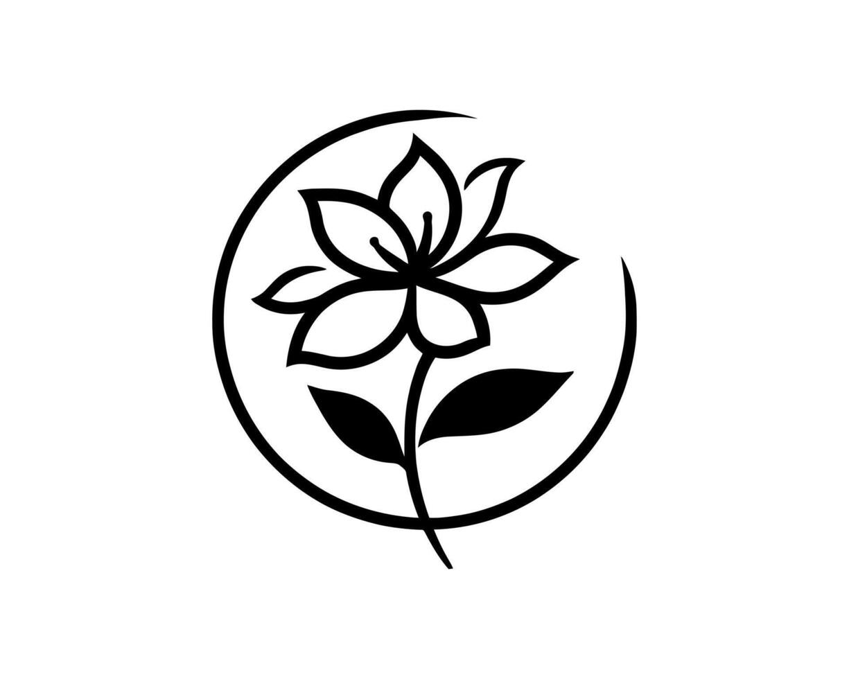 A black and white logo of a flower vector