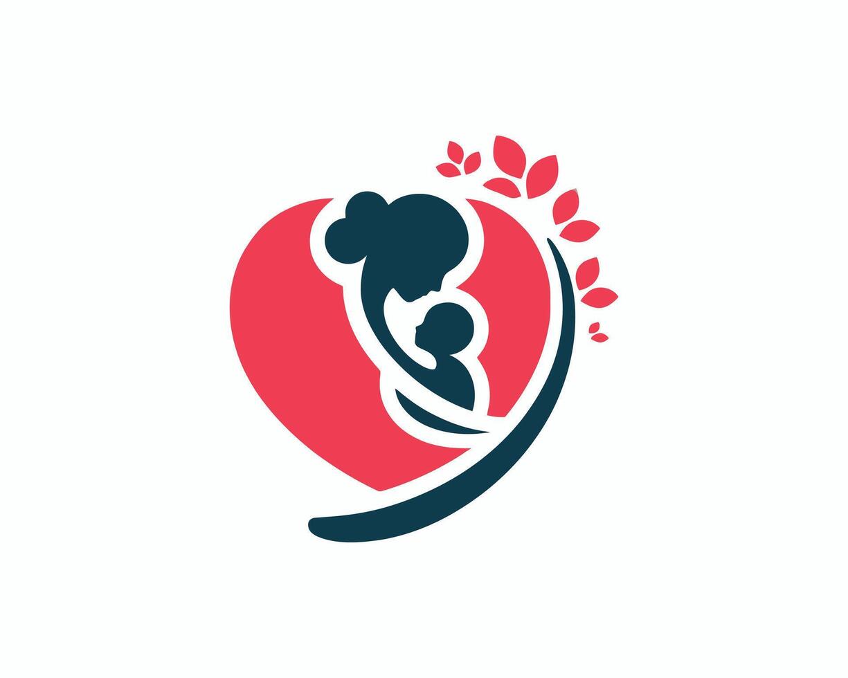 Mother and child logo design vector