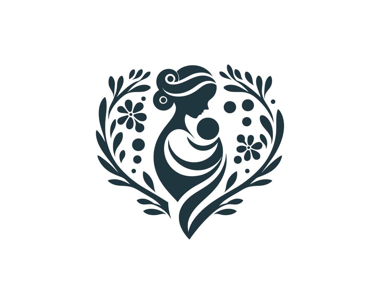 Mother and child logo design vector