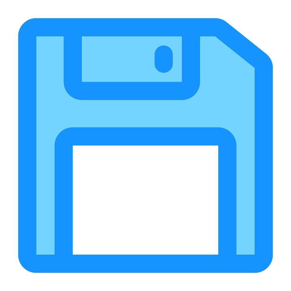 Floppy Disk Icon in Blue Representing Data Storage and Saving vector
