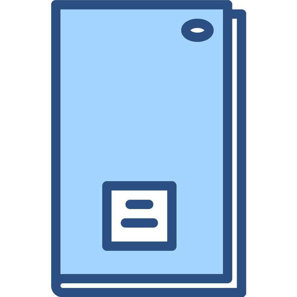 Blue book icon with square symbol, representing document organization concept vector