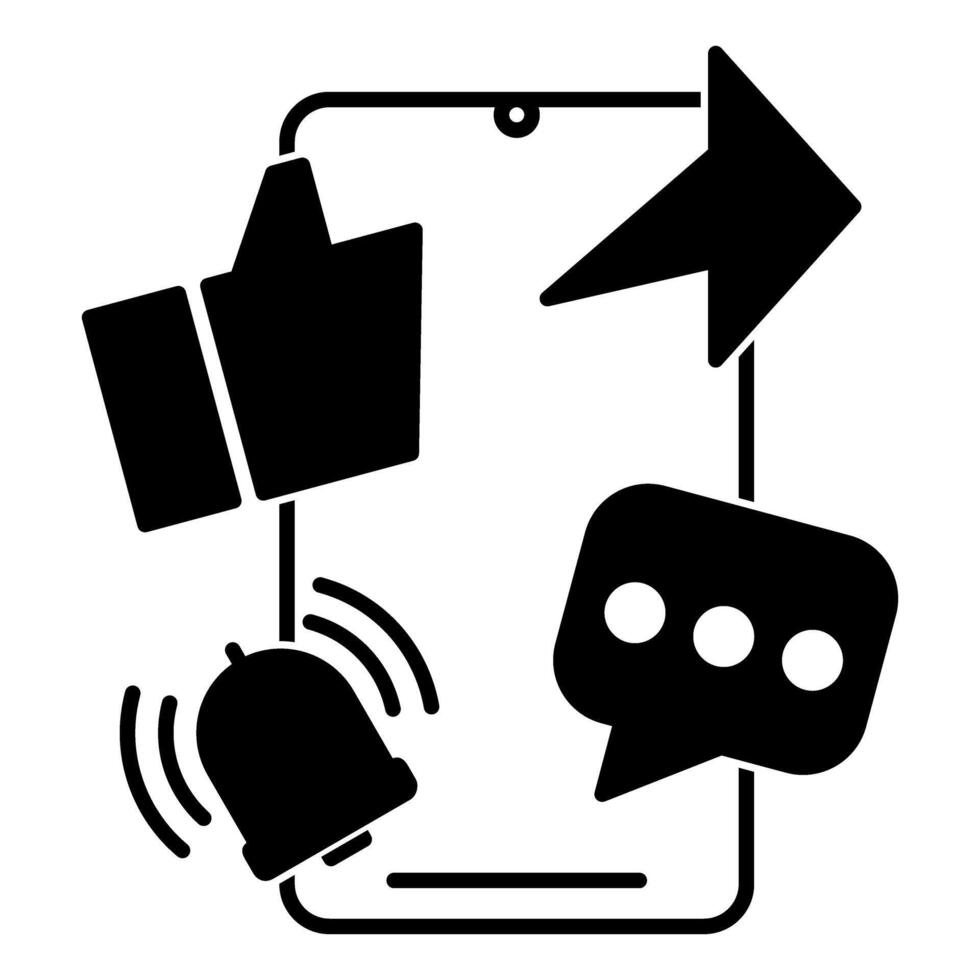 Mobile Phone with Social Media Icons for Sharing and Engagement vector