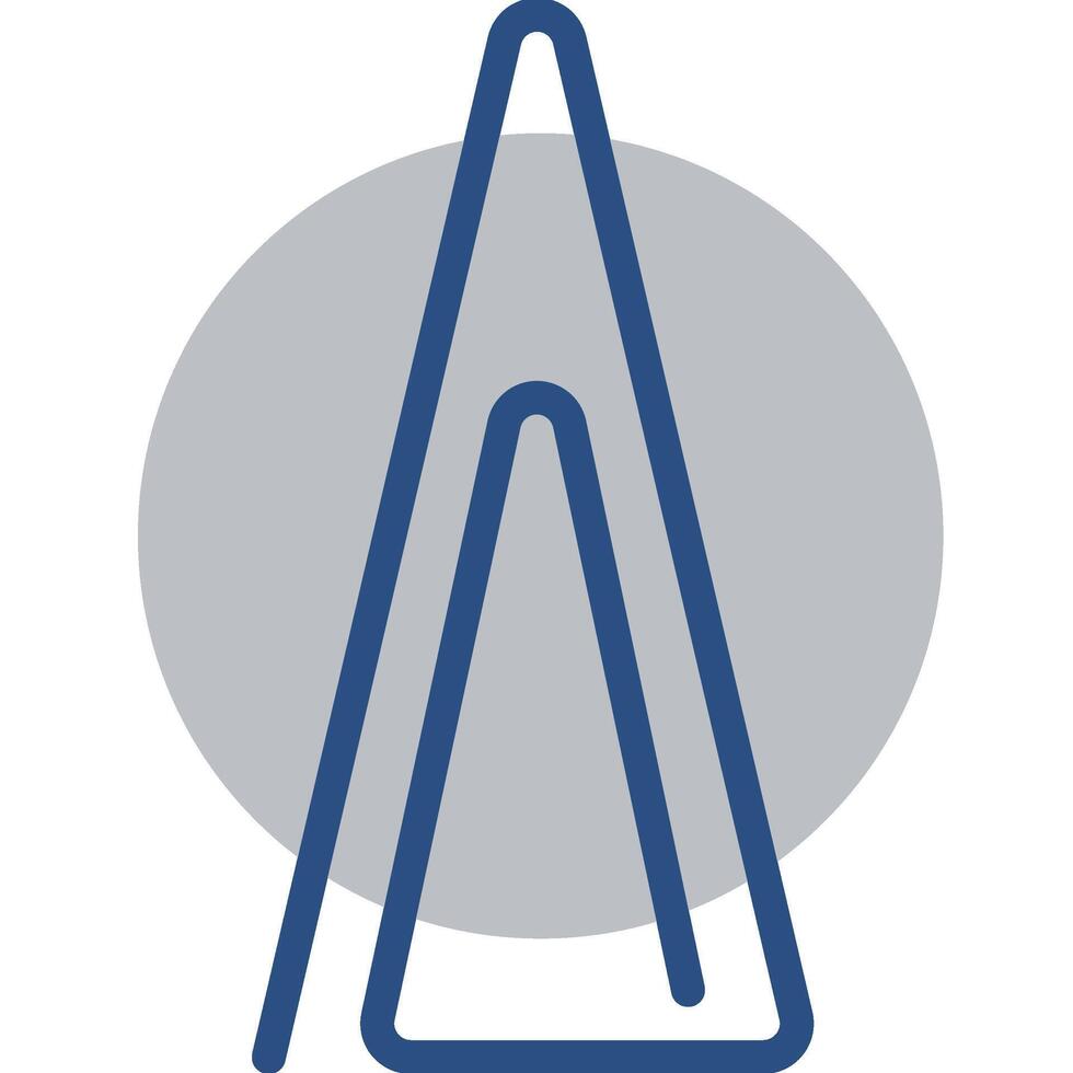Presenting Blue Paper Clip Icon with Gray Circle Background Design vector