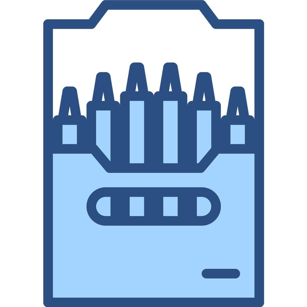 Open Box of Blue Crayons for Drawing and Coloring Activities vector
