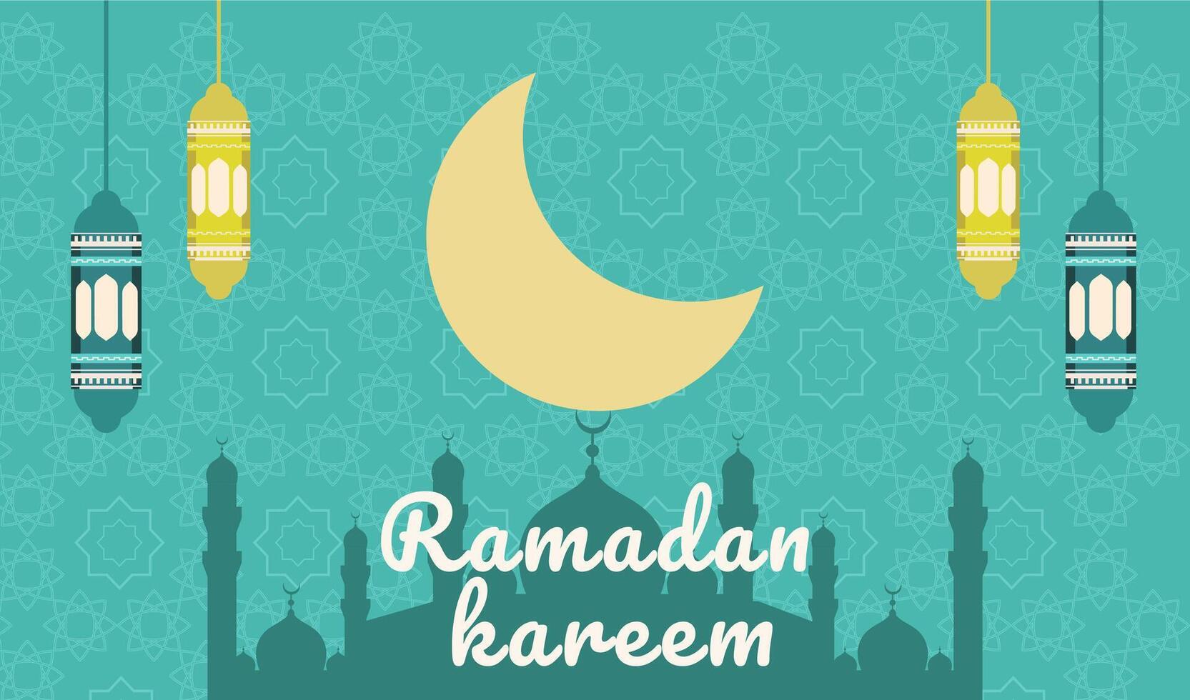 Ramadan Islamic background with green background vector