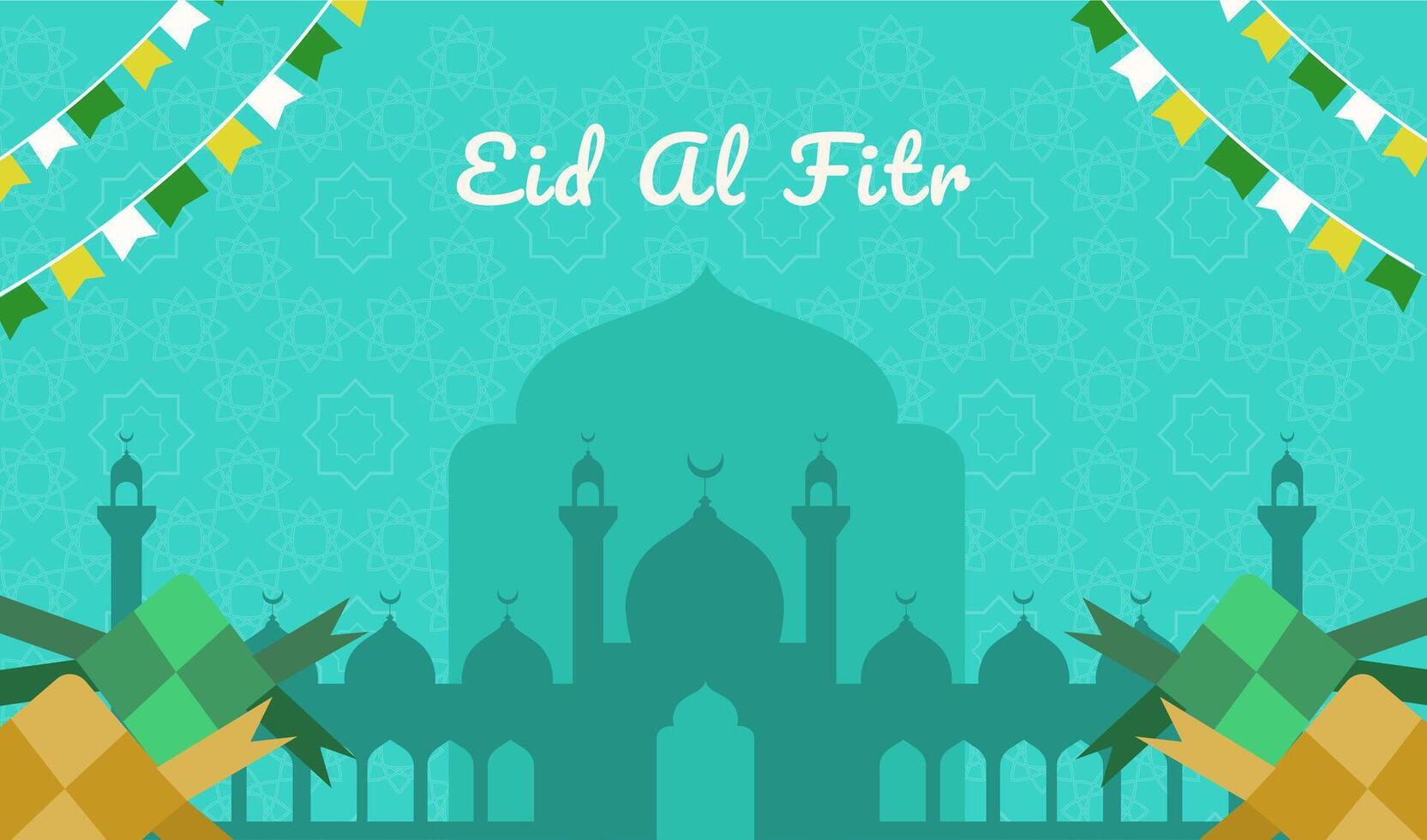 Green background flat illustration of ramadan kareem vector
