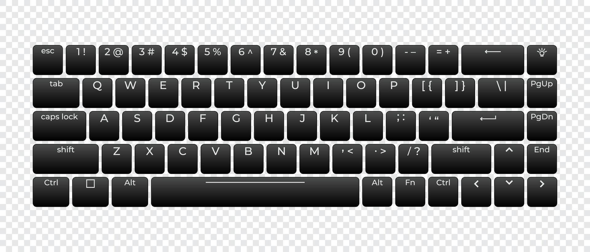 Computer keyboard button layout template with letters for graphic use. Modern computer keyboard vector