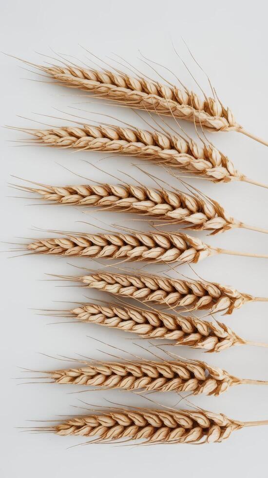 Wheat spikelets isolated on white background photo