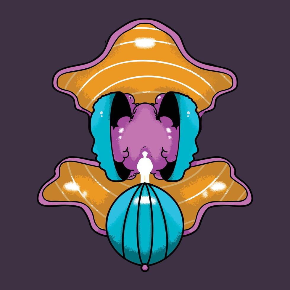 Surreal and Mystical Abstract Illustration with Geometric Elements vector