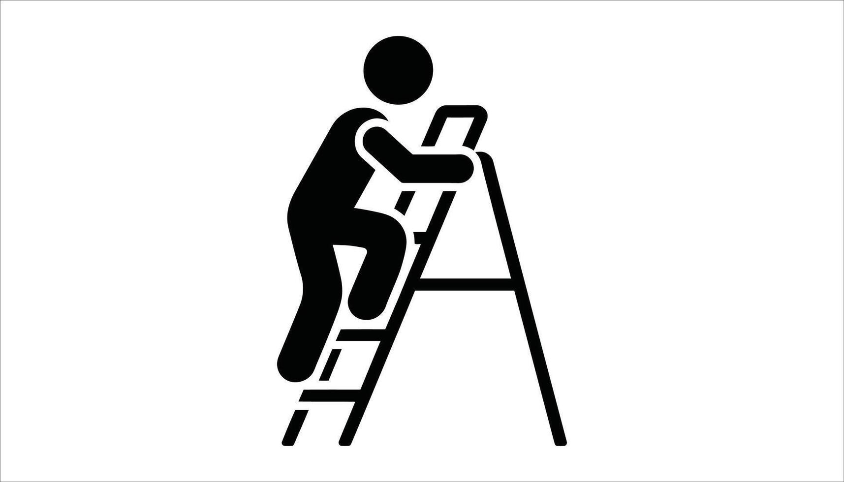 Person Climbing Ladder Icon. vector