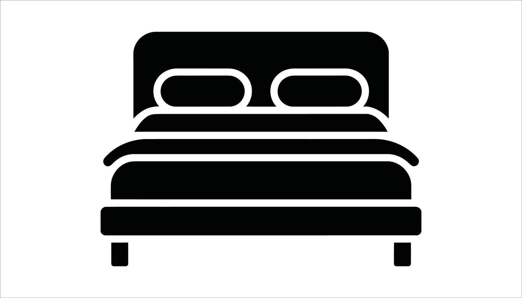 Modern Bed Icon with Pillows and Mattress. vector