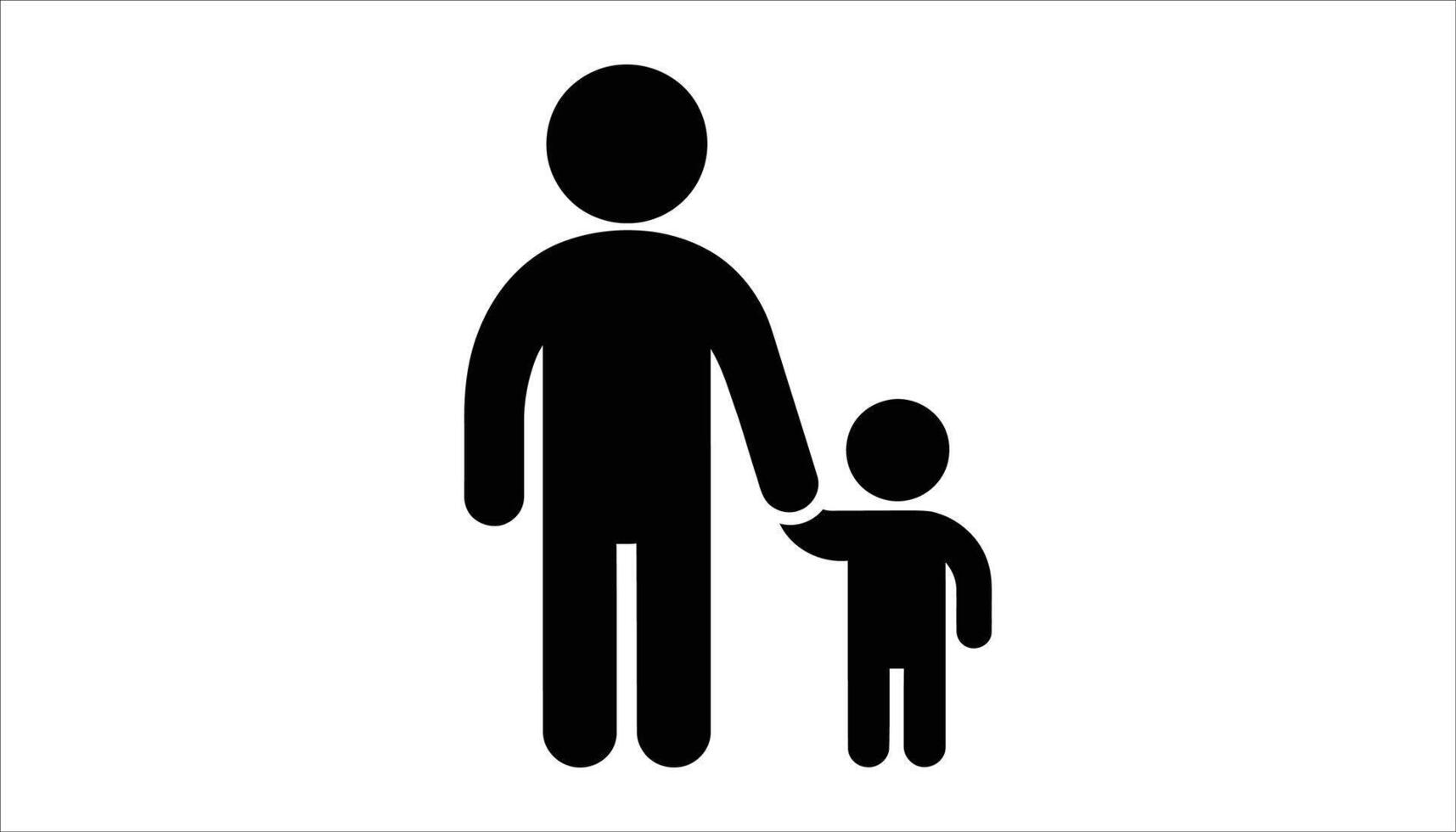 Parent and Child Holding Hands Silhouette. Family Bonding Icon vector