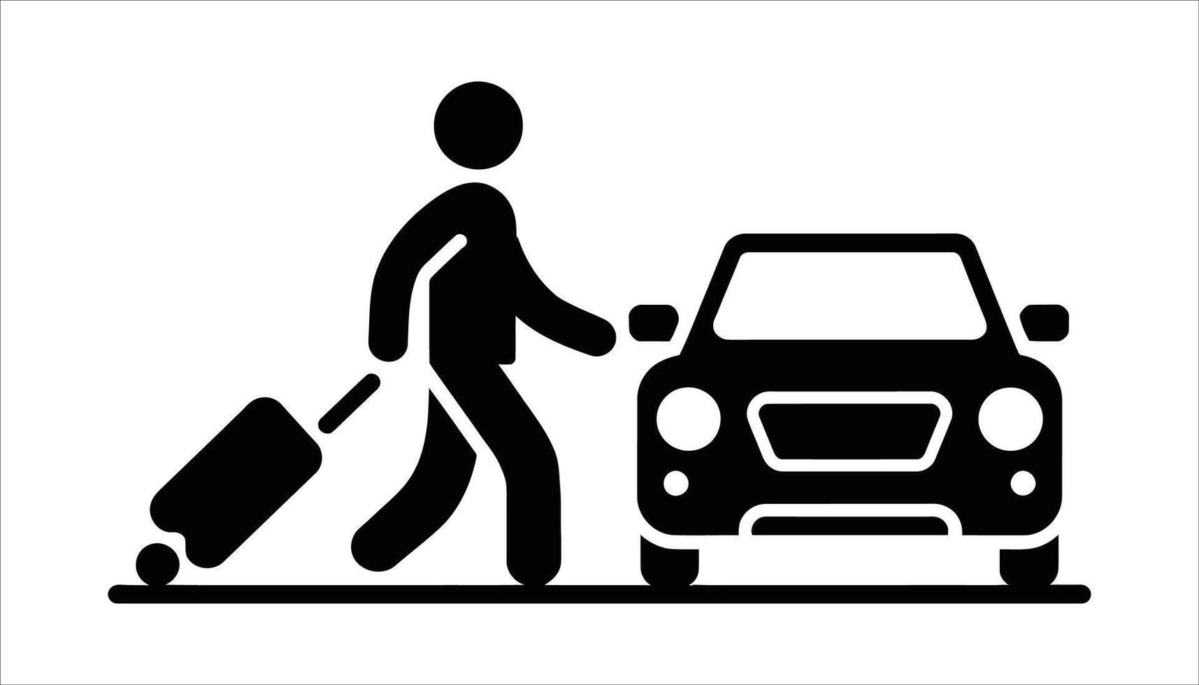 Travel Icon with Suitcase and Car vector