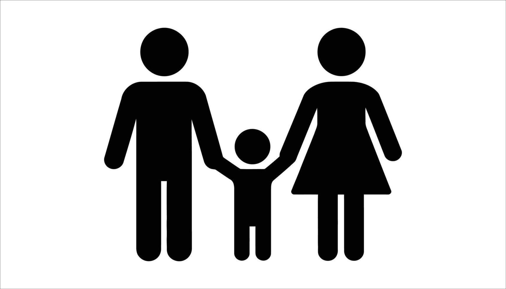 Parent and Kid Walking Icon. Simple Black Family Pictogram. vector