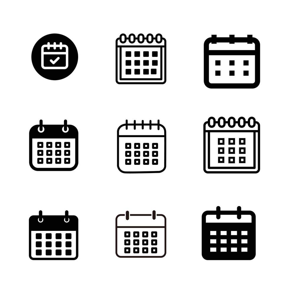 Set of calendar icons in different styles. vector