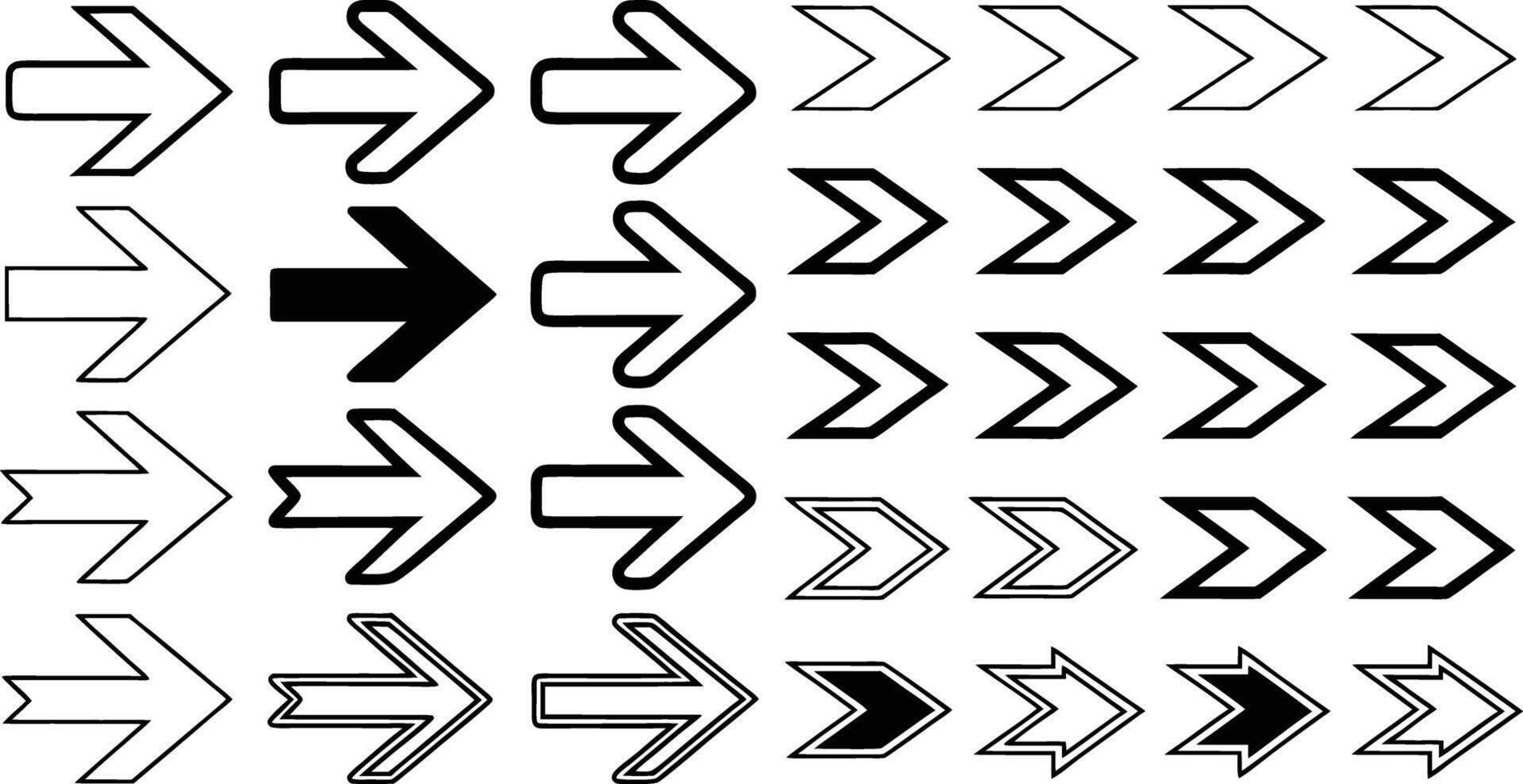 Black Pointer Arrows Icon Set. Modern Arrows Set Flat Different Arrows Collection Of Concept For Web Design, Mobile Apps, User Interface And More Illustration Isolated on White Background. vector