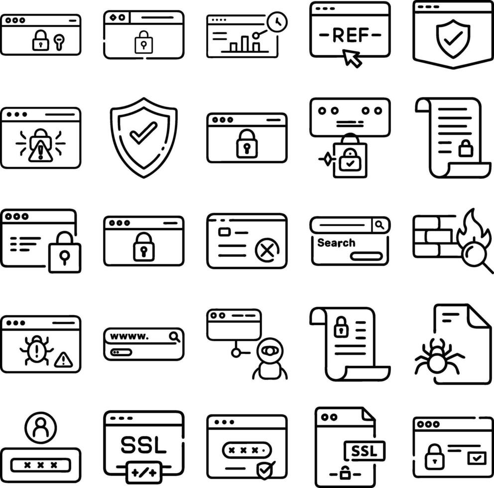 Thin Editable Stroke Style Search Engine Optimization Of Technology Icons vector