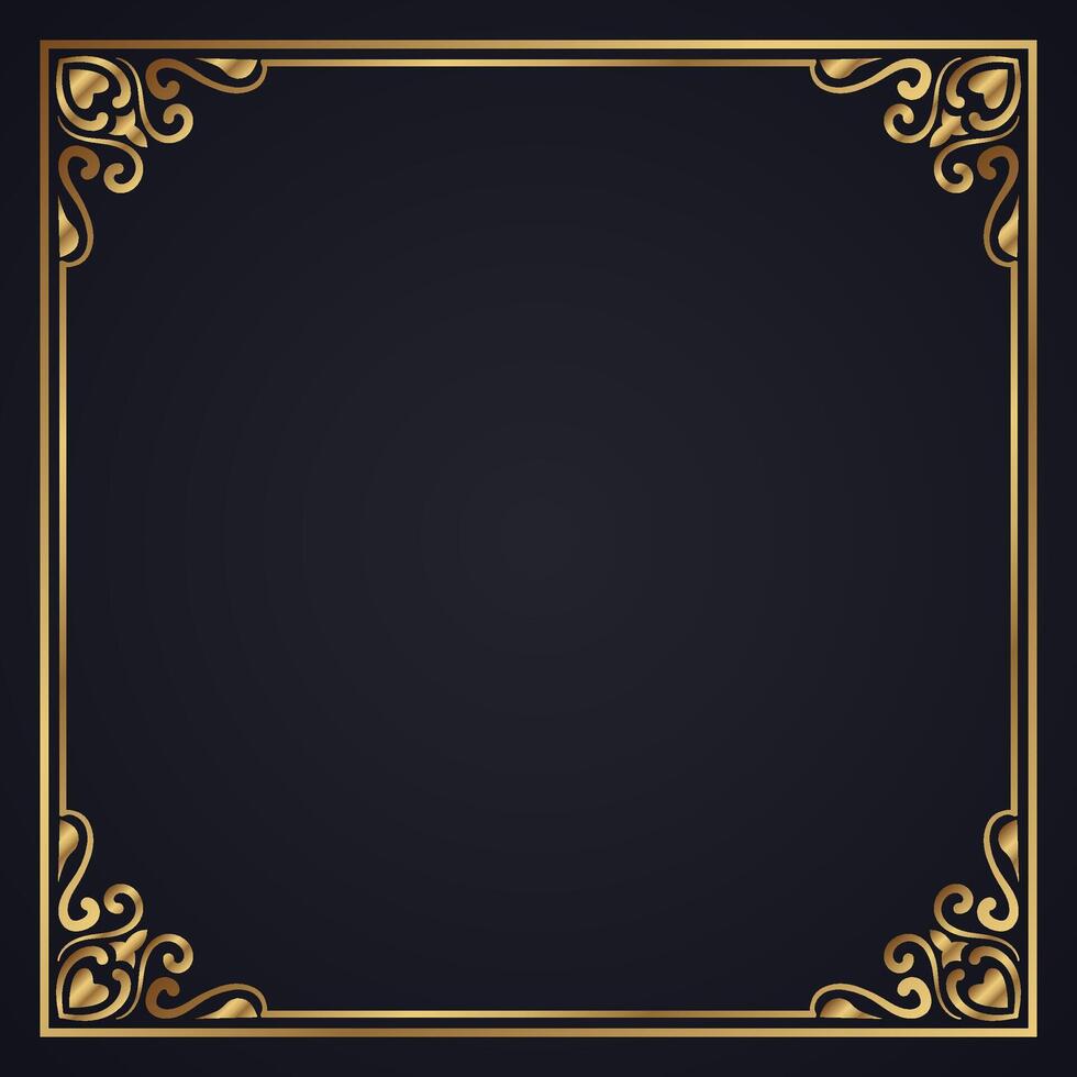 Vintage frame gold floral vector