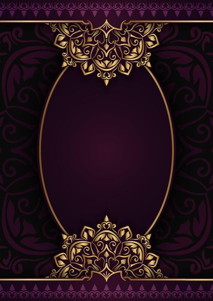 Luxury purple background with golden mandala ornament vector