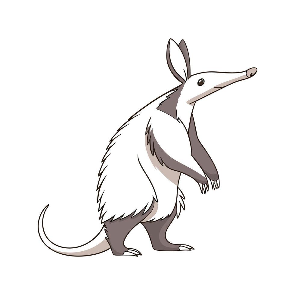 Playful Aardvark Graphic on White vector
